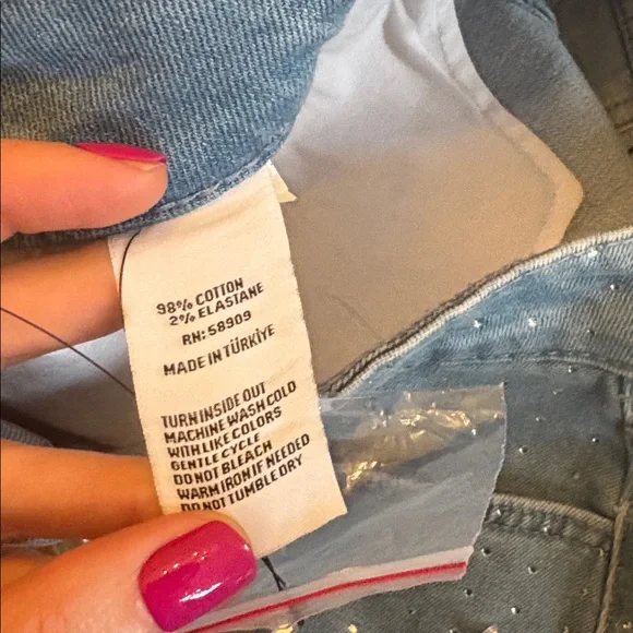NWT Gianni Bini Rhinestone Mini Denim Skirt - Picture 11 of 12